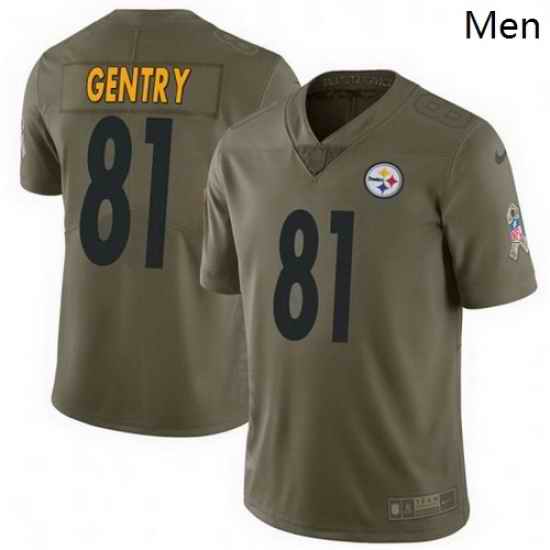 Men Nike 81 Zach Gentry Pittsburgh Steelers Limited Green 2017 Salute to Service Jersey